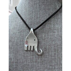Handmade Elephant Pendant: silverware jewelry upcycled fork necklace